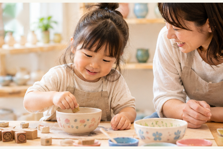 子どもと一緒に陶芸を楽しむ